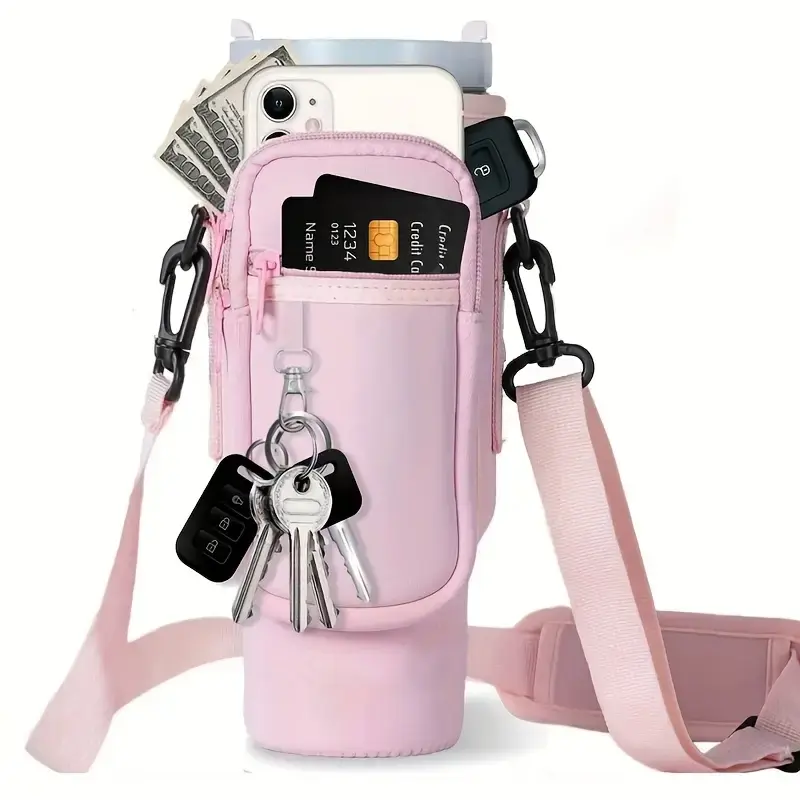 Quencher Çanta Seti Telefon Cepli Açık Pembe