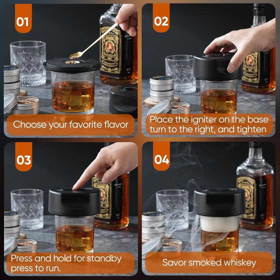 Wilderix Elektrikli Tütsü Makinesi – Premium Kokteyl & Viski Aroma Seti