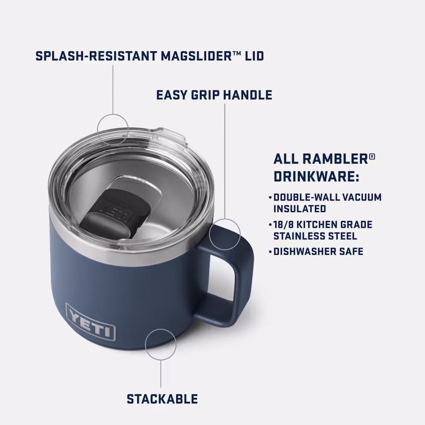 YETI Rambler 414 ml Magslider Kapaklı Kamp Kupası – Paslanmaz Çelik Lacivert