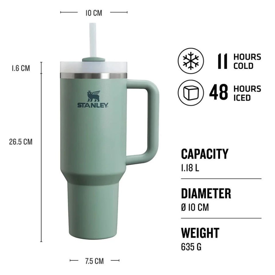 Stanley Quencher Pipetli Termos Bardak 1.18 Lt  - Yeşil