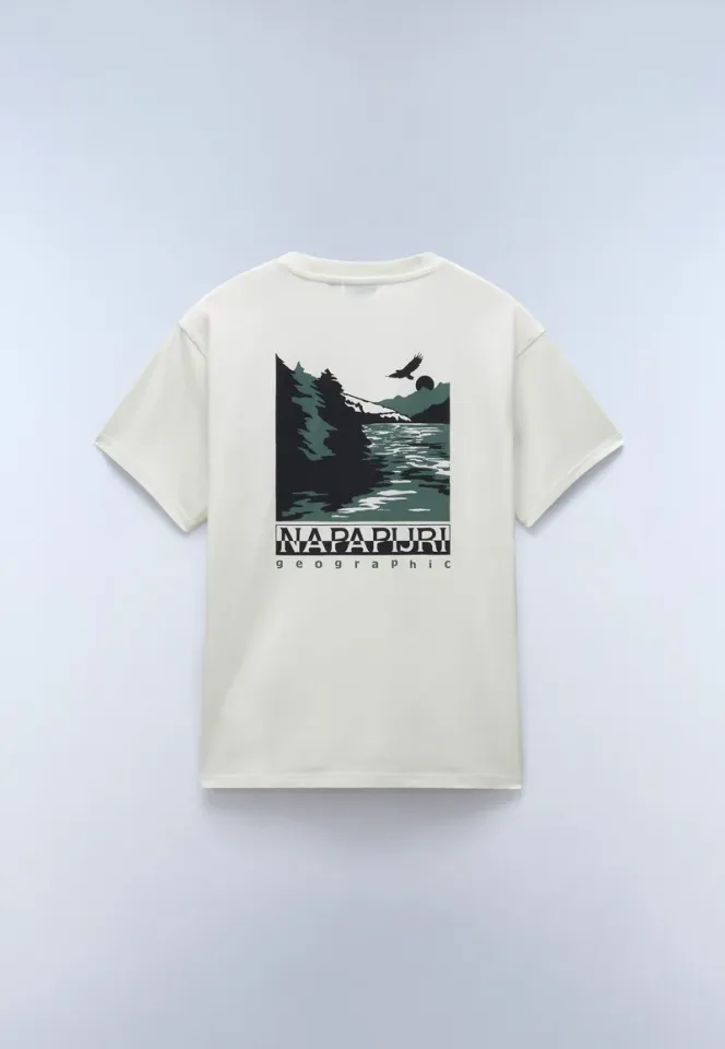 Napapijri Marte Pali Graphic Sleeve T-shirt Beyaz