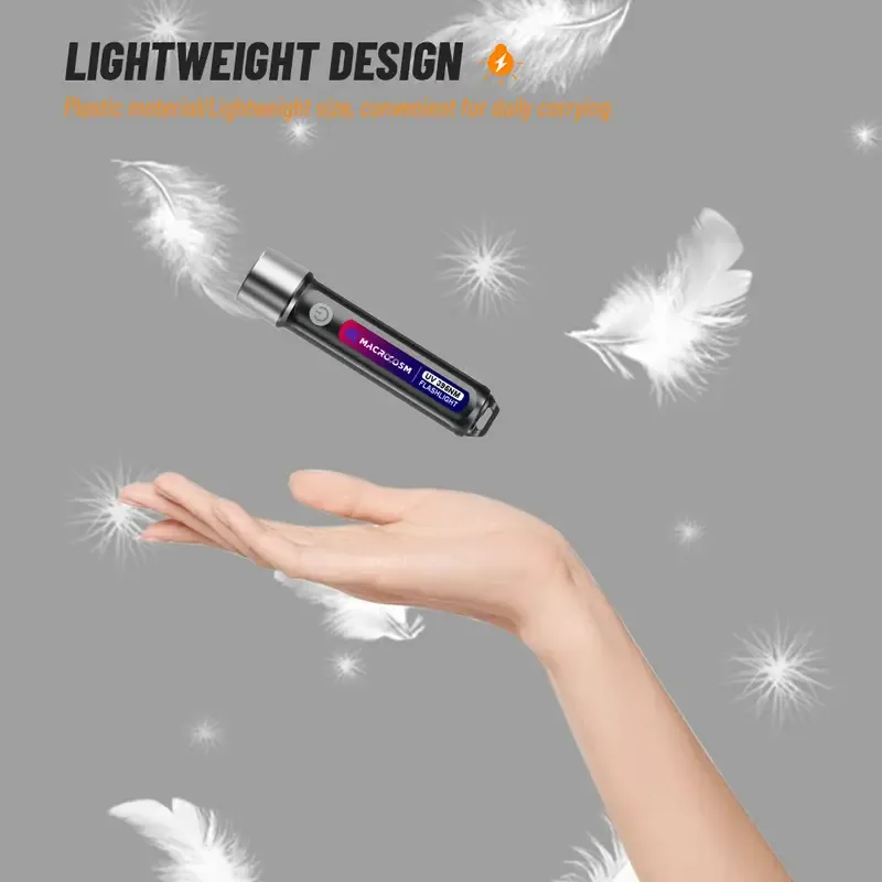 Wilderix 395nm UV Mini LED El Feneri  | Pet Leke, Akrep ve Reçine Dedektörü