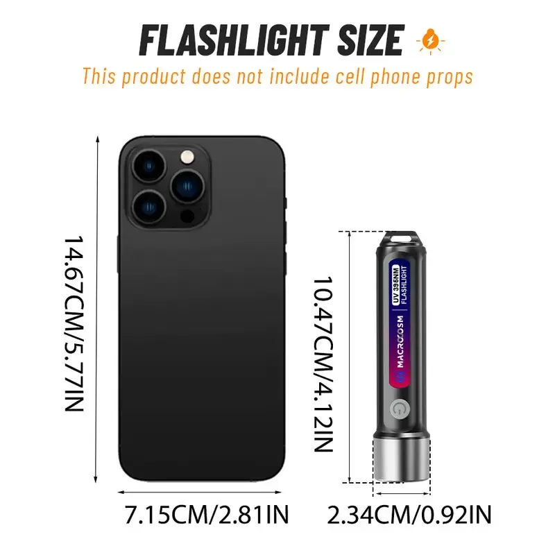 Wilderix 395nm UV Mini LED El Feneri  | Pet Leke, Akrep ve Reçine Dedektörü