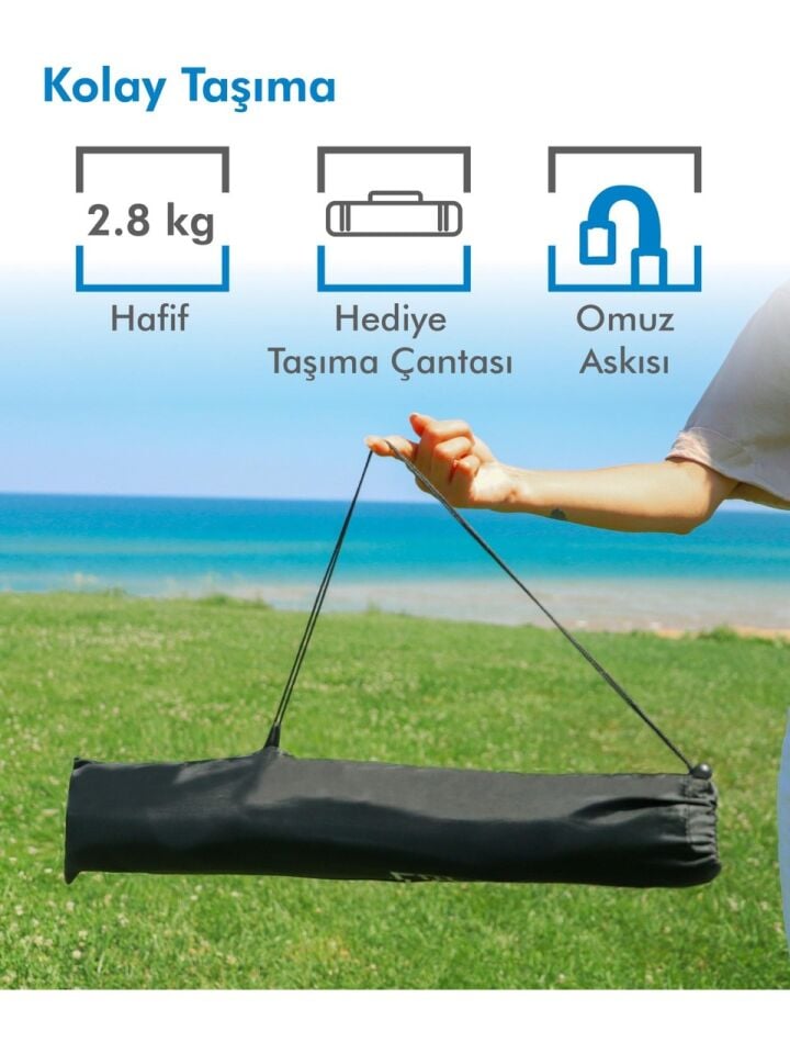 Box&Box Alüminyum Katlanabilir Kamp Sandalyesi (Siyah) – Taşıma Çantalı, 113 kg Kapasite