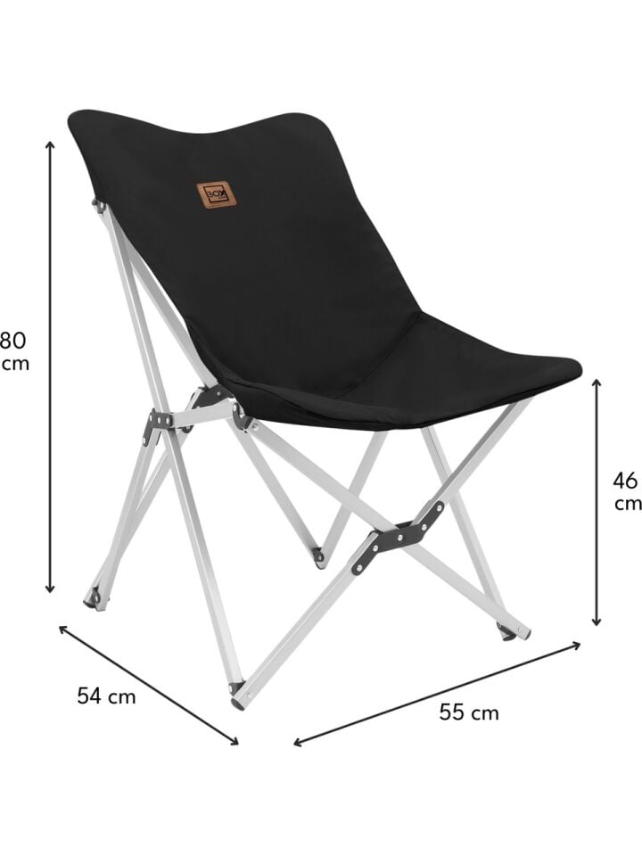 Box&Box Alüminyum Katlanabilir Kamp Sandalyesi (Siyah) – Taşıma Çantalı, 113 kg Kapasite