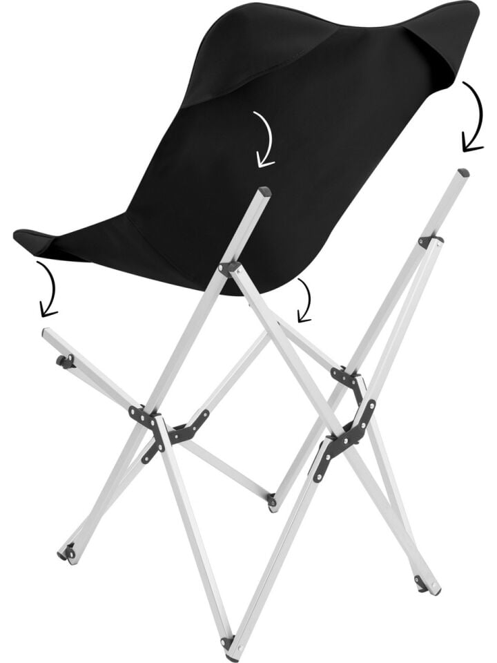 Box&Box Alüminyum Katlanabilir Kamp Sandalyesi (Siyah) – Taşıma Çantalı, 113 kg Kapasite