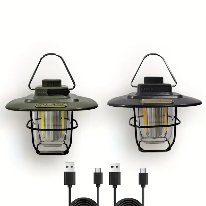 Wilderix Retro Kamp Feneri, 800 Lümen, 5000 mAh Powerbank, USB-C Şarjlı, Ayarlı Işık