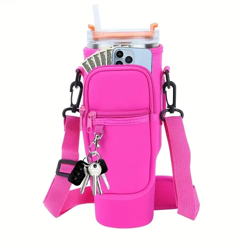 Quencher Çanta Seti Telefon Cepli Koyu Pembe